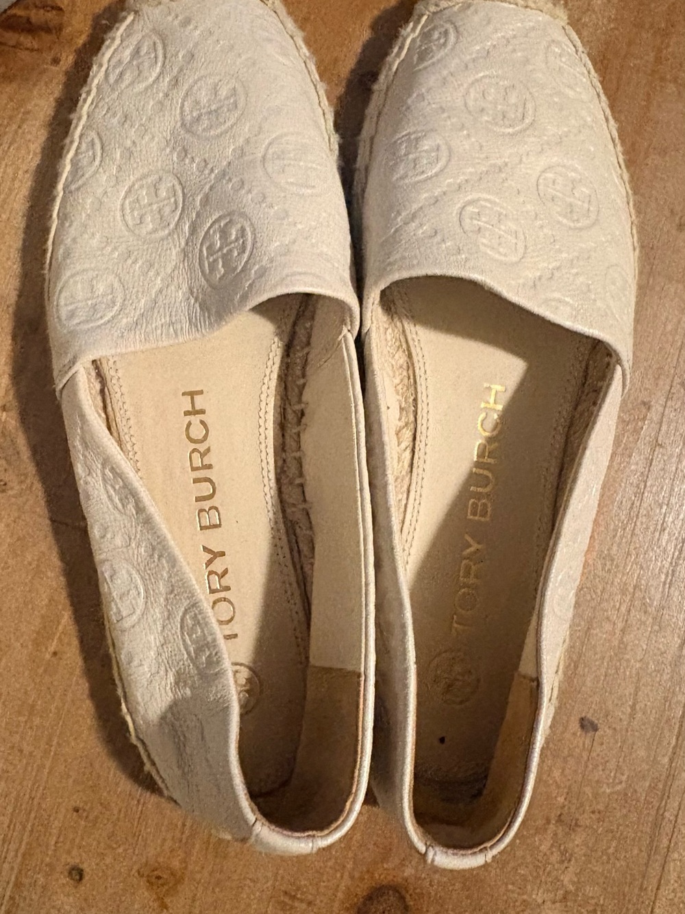Tory Burch Monogram Cream Espadrille Flats Women’s Shoes